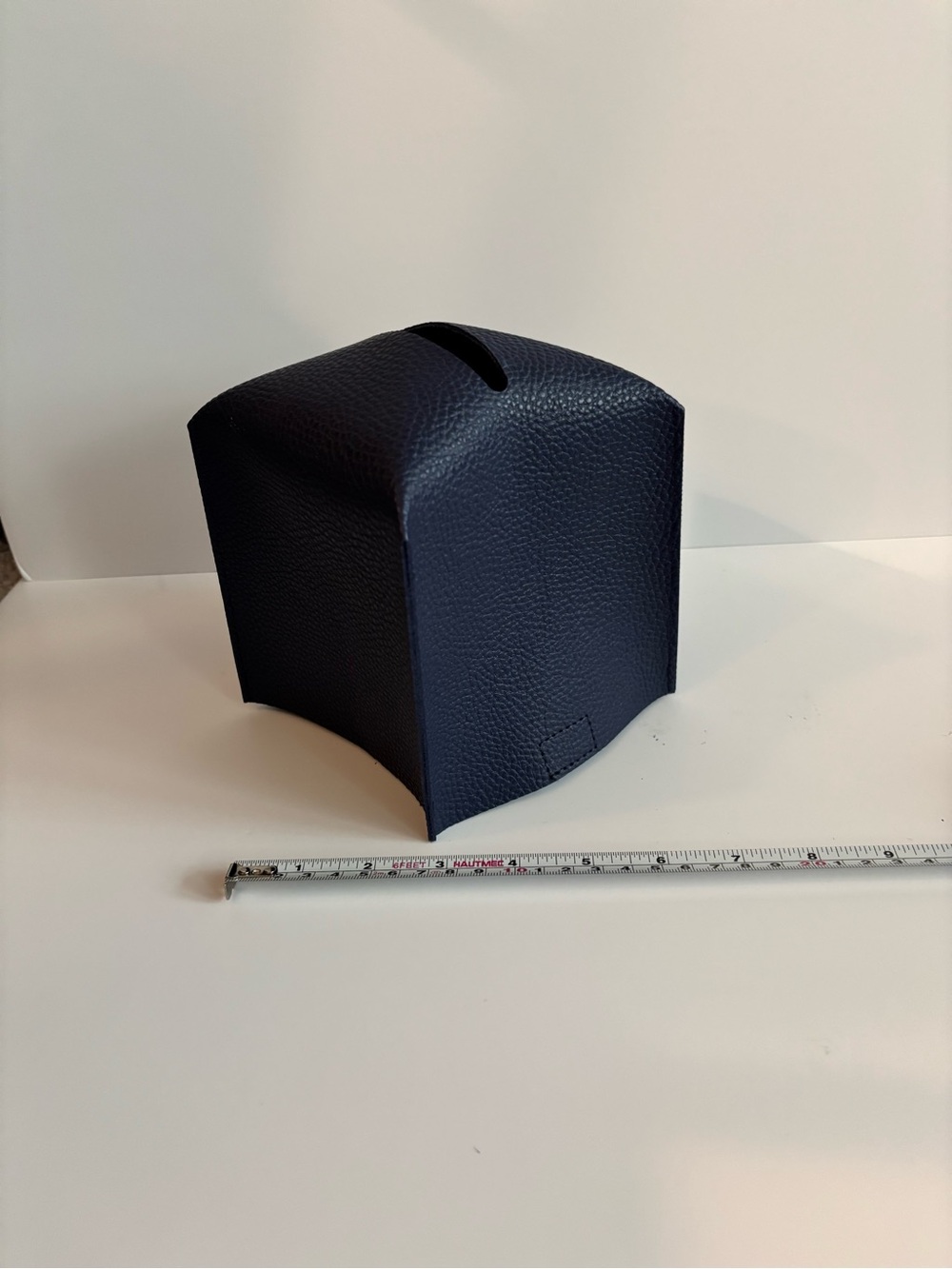 Modern Navy Blue Pebbled Vegan Leather Square Tissue Box Cover Holder